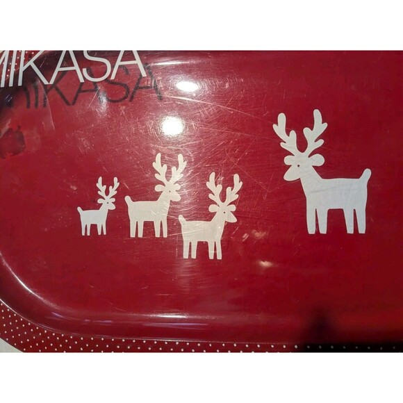 Mikasa Melamine Large Red Deer  Rectangular Tray Platter Cookie  20 In - Picture 3 of 5